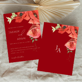 Crimson Red Poppies Floral Wedding Einladung