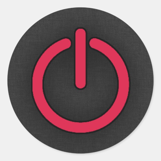 Crimson Red Power Button Runder Aufkleber (Vorderseite)