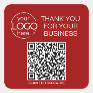 Crimson Red QR Code Smart Contact Quadratischer Aufkleber