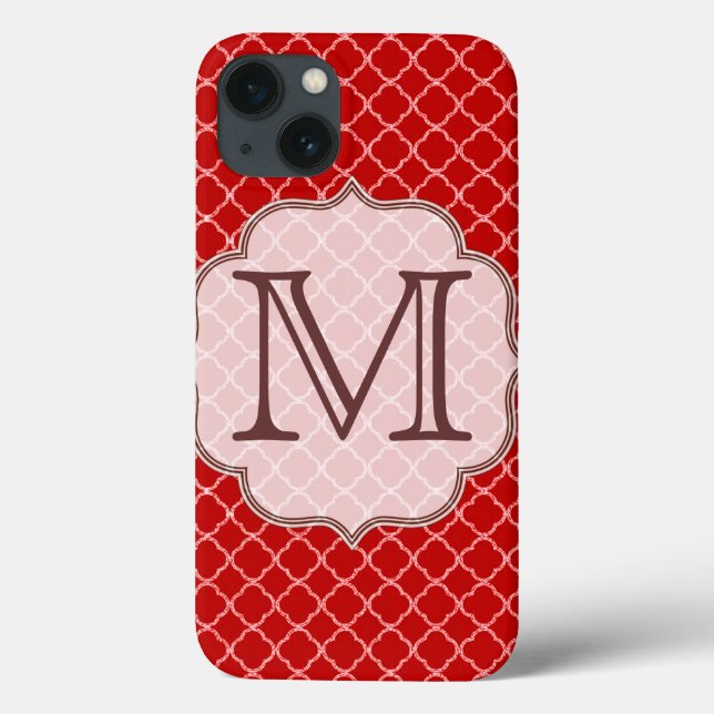 Crimson Red Quarterfoil Latti Monogram IPAD Fall Case-Mate iPhone Hülle (Rückseite)