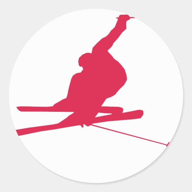 Crimson Red Snow Ski Runder Aufkleber (Vorderseite)