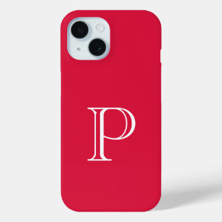 Crimson Red Solid Color Monogram Initial Case-Mate iPhone Hülle