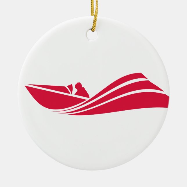 Crimson Red Speed Boat Keramik Ornament (Vorne)