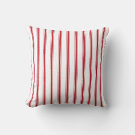 Crimson Red Ticking Tape Kissen