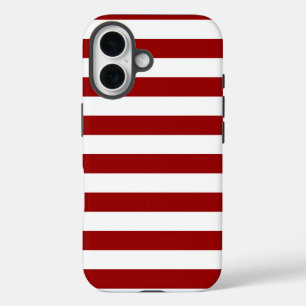 Crimson Red und White Stripes iPhone 16 Hülle