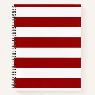 Crimson Red und White Stripes Notizbuch