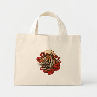 Crimson Roar — Japanisch inspirierte Tiger-Kunst Mini Stoffbeutel