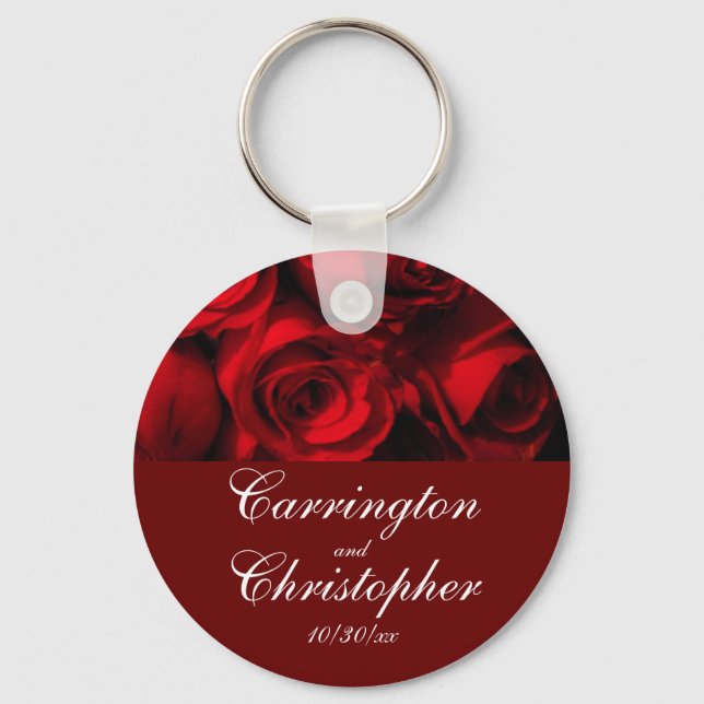 ‚Crimson Rose Bouquet‘ — Personalisiert [a] Schlüsselanhänger (Vorderseite)