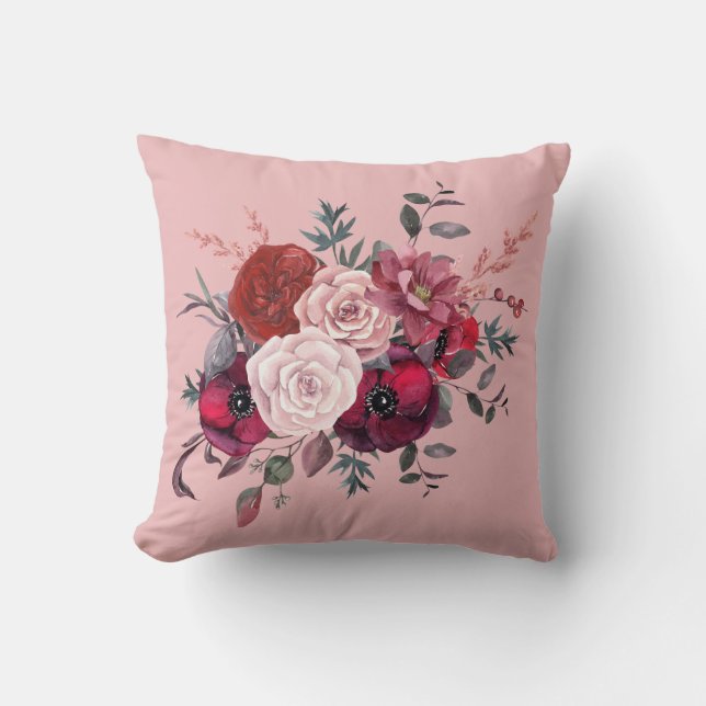 Crimson Rose Bouquet Pillow Kissen (Vorderseite)