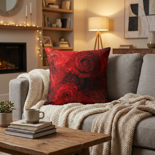 Crimson Rose Bouquet Romantisch Kissen