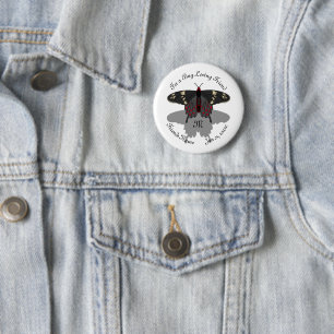 Crimson Rose Butterfly Shadow Monogram Button