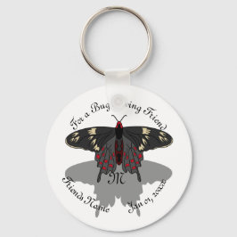 Crimson Rose Butterfly Shadow Monogram Schlüsselanhänger