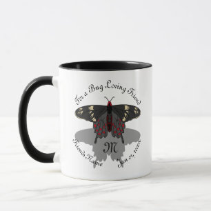 Crimson Rose Butterfly Shadow Monogram Tasse