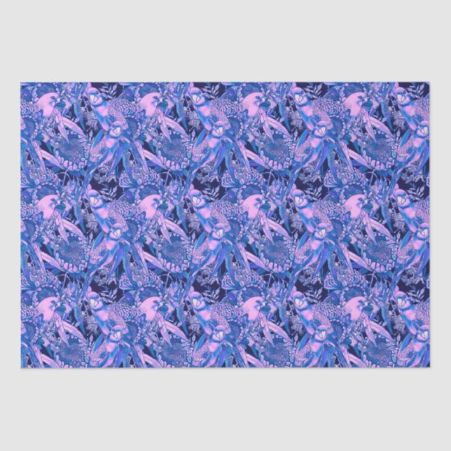 Crimson Rosella Tropical Blue Seidenpapier (Vorderseite)