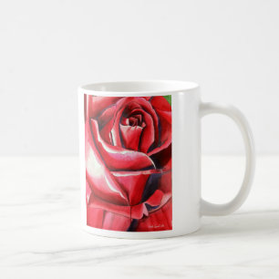 Crimson Rote Rose Aquarellkunst-Original-Kunstmakr Kaffeetasse