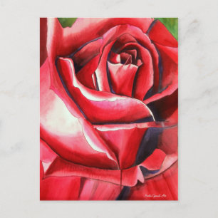 Crimson Rote Rose Aquarellkunst-Original-Kunstmakr Postkarte