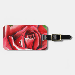 Crimson Rote Rose Originalkunstkunst Gepäckanhänger