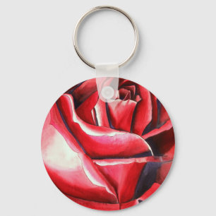 Crimson Rote Rose Originalkunstkunst Schlüsselanhänger