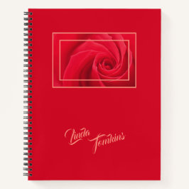 Crimson-Rote Rose unter Glas Personalisiert Notizbuch