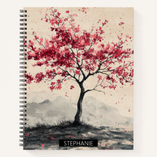 Crimson Sakura Mountain Serenity (2) Notizbuch