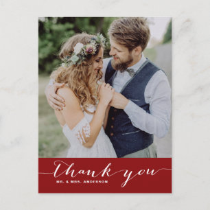 Crimson Script Wedding danke Ihnen Vertikale Postk Postkarte