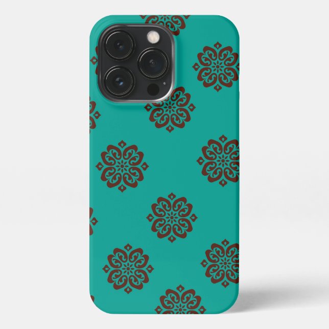 "Crimson Scrolls - Bold Elegance" iPhone 13 Pro Hülle (Rückseite)