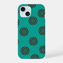 "Crimson Scrolls - Bold Elegance" iPhone 15 Hülle