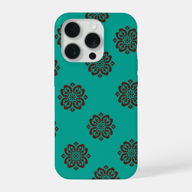 "Crimson Scrolls - Bold Elegance" iPhone 15 Pro Hülle (Rückseite)