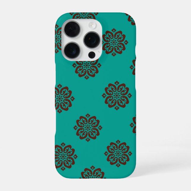 "Crimson Scrolls - Bold Elegance" iPhone 16 Pro Hülle (Rückseite)