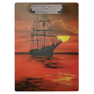 Crimson Seas Clipper Ship Klemmbrett