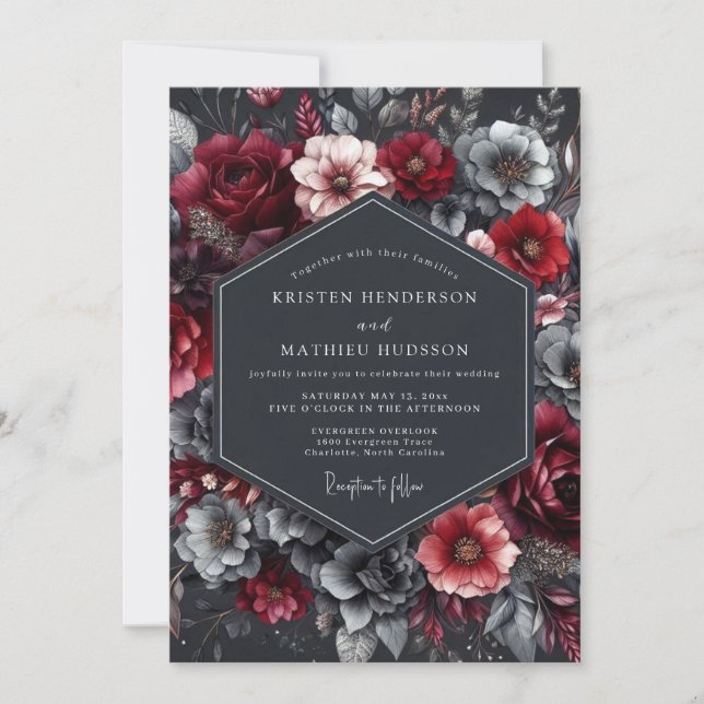 Crimson Shadow Nocturne Hochzeit Einladung (Vorderseite)