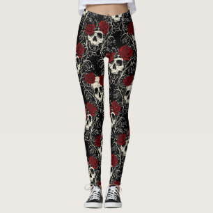Crimson Skull Blüte Leggings