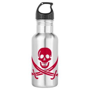 Crimson Skull & Schwerter Pirate Fahne von Calico  Edelstahlflasche
