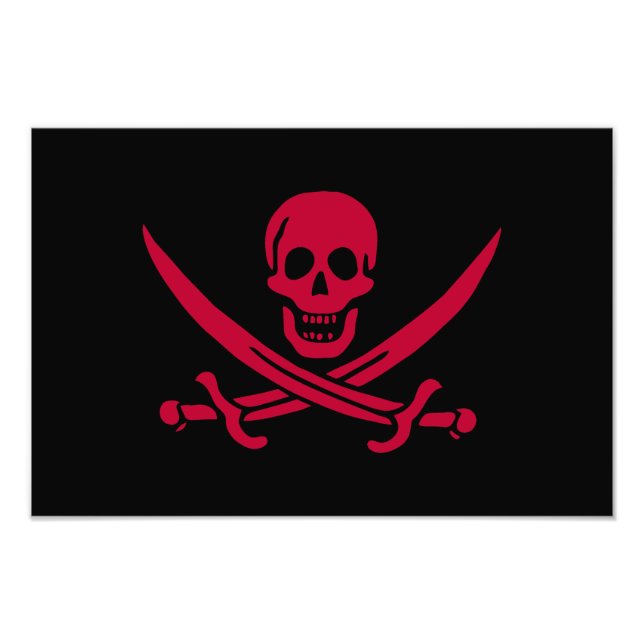 Crimson Skull & Schwerter Pirate Fahne von Calico  Fotodruck (Vorne)