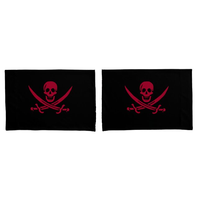 Crimson Skull & Schwerter Pirate Fahne von Calico  Kissenbezug (Vorderseite-Set)