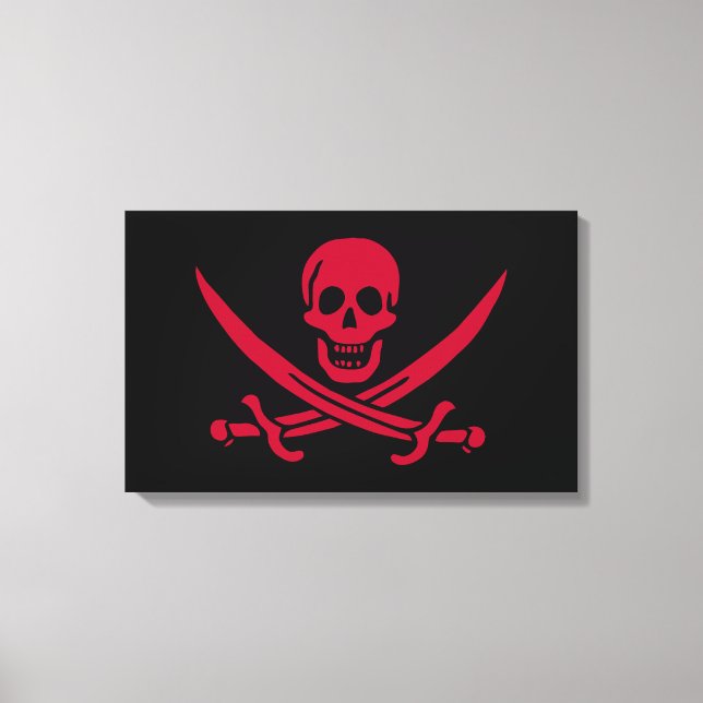 Crimson Skull & Schwerter Pirate Fahne von Calico  Leinwanddruck (Vorderseite)