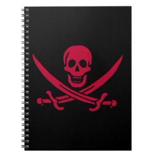 Crimson Skull & Schwerter Pirate Fahne von Calico Notizblock
