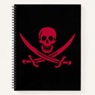 Crimson Skull & Schwerter Pirate Fahne von Calico Notizbuch
