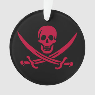 Crimson Skull & Schwerter Pirate Fahne von Calico  Ornament