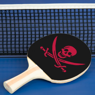 Crimson Skull & Schwerter Pirate Fahne von Calico  Tischtennis Schläger