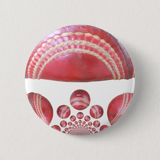 Crimson Spin - Ein wunderschöner Red Cricket Ball  Button (Vorderseite)
