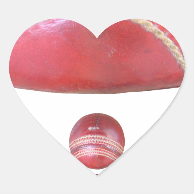Crimson Spin - Ein wunderschöner Red Cricket Ball  Herz-Aufkleber (Vorderseite)