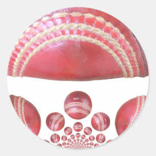 Crimson Spin – Ein wunderschöner roter Kricketball Runder Aufkleber