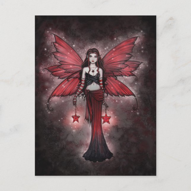 Crimson Star Christmas Fairy Postcard Feiertagspostkarte (Vorderseite)
