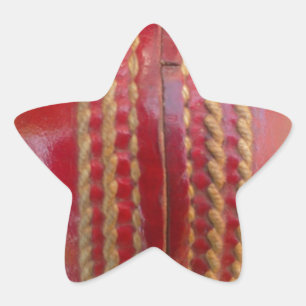 Crimson Stitch Focus: Nahes Up of Cricket's Heart Stern-Aufkleber