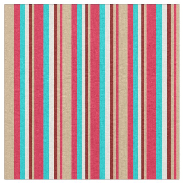 Crimson, Tan, Maroon, Beige & Dark Türkis Stoff (Nahaufnahme)