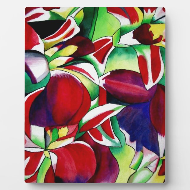 Crimson Tropical Singapur Orchids Blume Art Fotoplatte (Vorderseite)