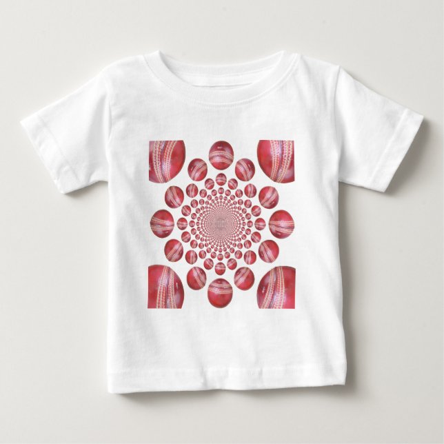 Crimson Vortex: Schöne Kunst im Roten Cricket-Ball Baby T-shirt (Vorderseite)