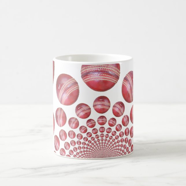 Crimson Vortex: Schöne Kunst im Roten Cricket-Ball Kaffeetasse (Mittel)