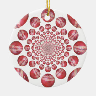 Crimson Vortex: Schöne rote Cricketball-Kunst Keramik Ornament